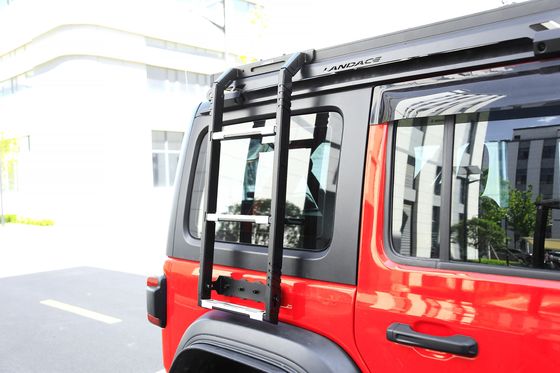 سقف 4 * 4 خودروهای غیر جاده ای قطعات اتومبیل استیل سیاه سقف راک با 2 نردبان دو طرفه برای جیپ Wrangler Jl