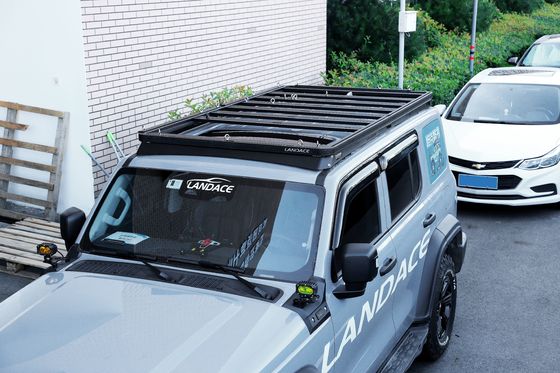 لوگو لانداس 4x4 وسایل نقلیه لوازم جانبی خارجی آلومینیوم Wind Fairing Roof Rack Tray Platform Luggage Bracket For Tank 300 BLACK
